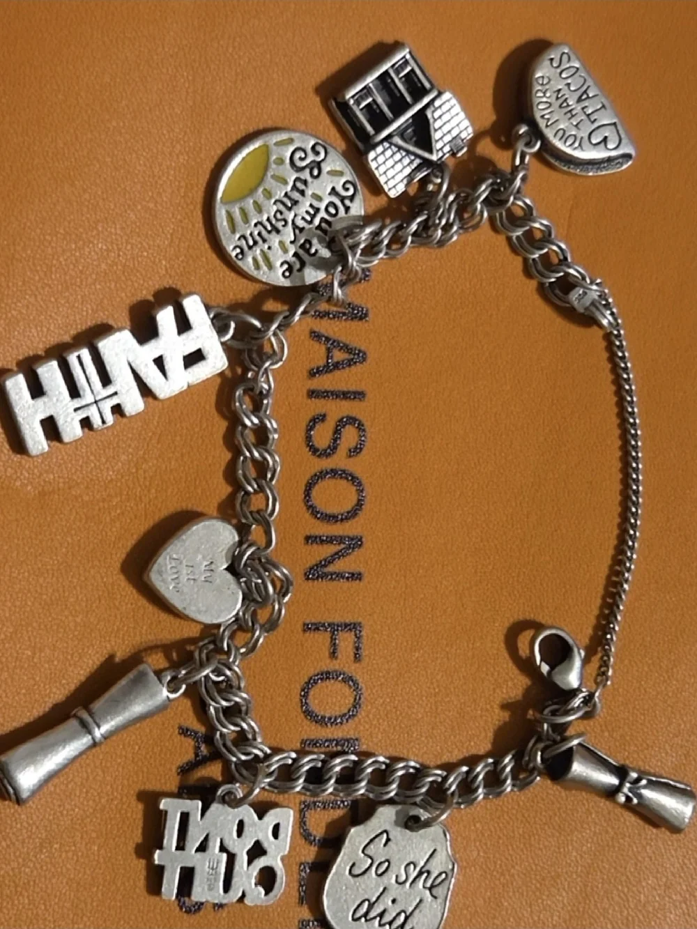 Silver-Tone Inspirational Charm Bracelet - 'So She Did'